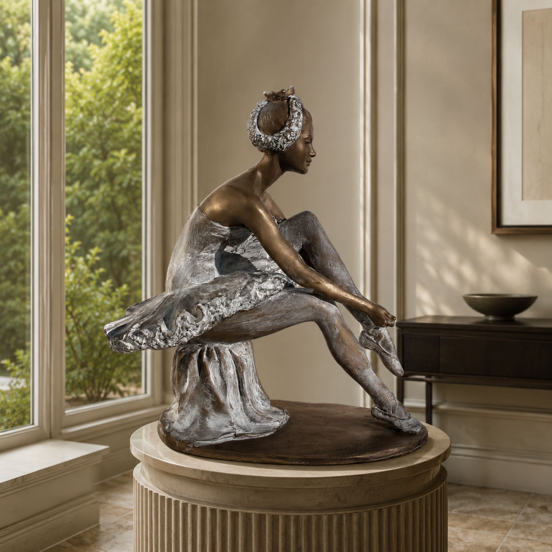Life-Size Contemporary Seated Ballerina Bronze Sculpture - 160cm