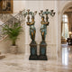 Large Classical Draped Goddess Candelabra Bronze Sculpture - 180cm