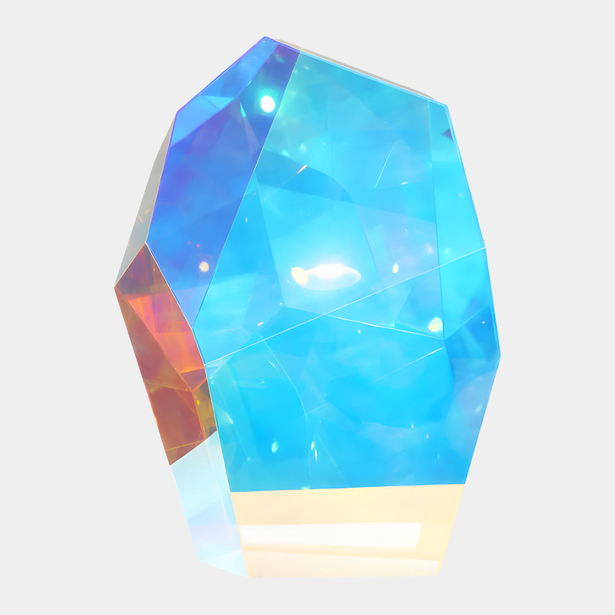 Blue & Amber Faceted Gem Acrylic Sculpture - 85cm