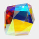 Multi-Colour Faceted Gem Acrylic Sculpture, 38cm, with bold yellow, red-magenta, cyan, blue, and violet planes, shown against a plain white background.