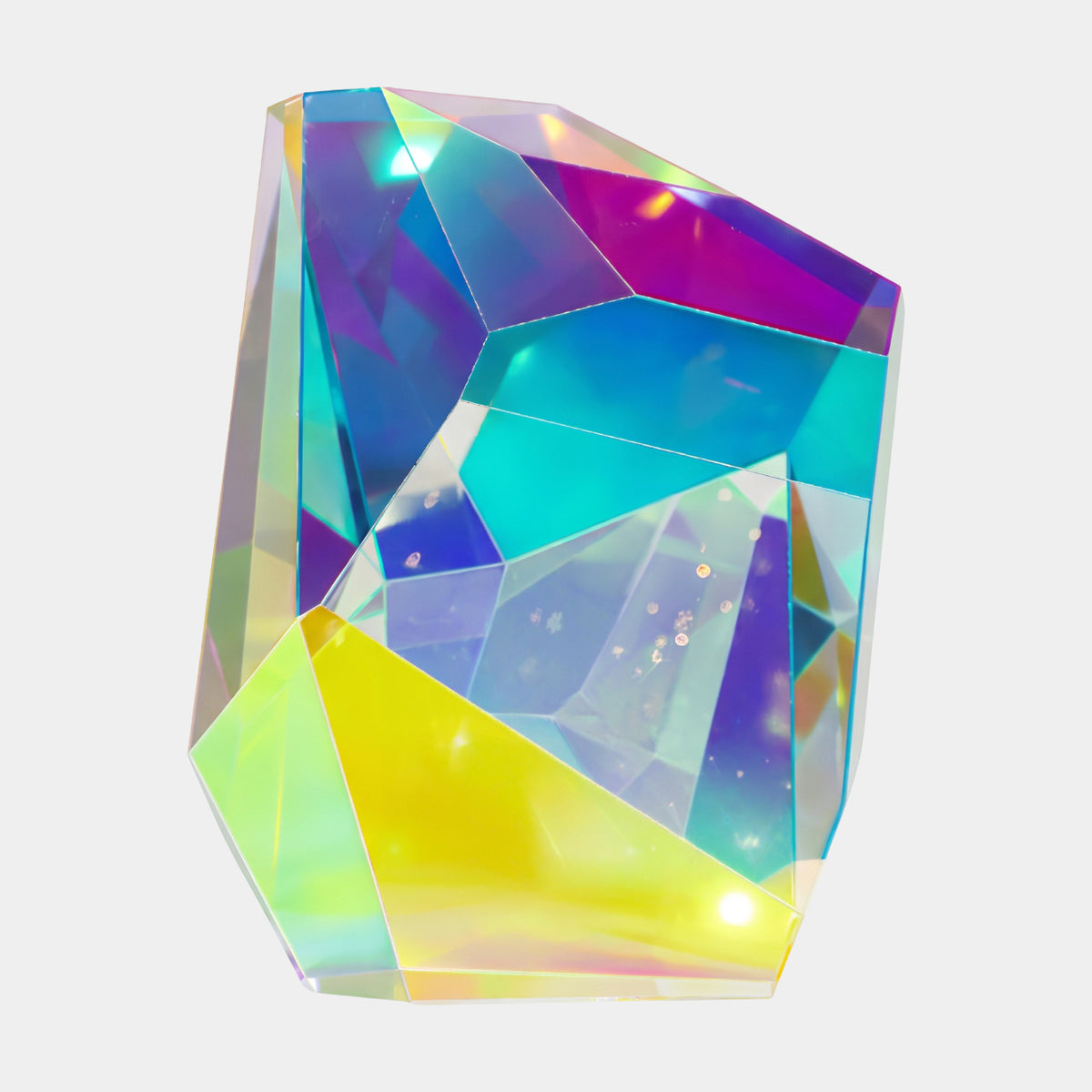 Blue & Yellow Slant-Topped Gem Acrylic Sculpture - 45cm