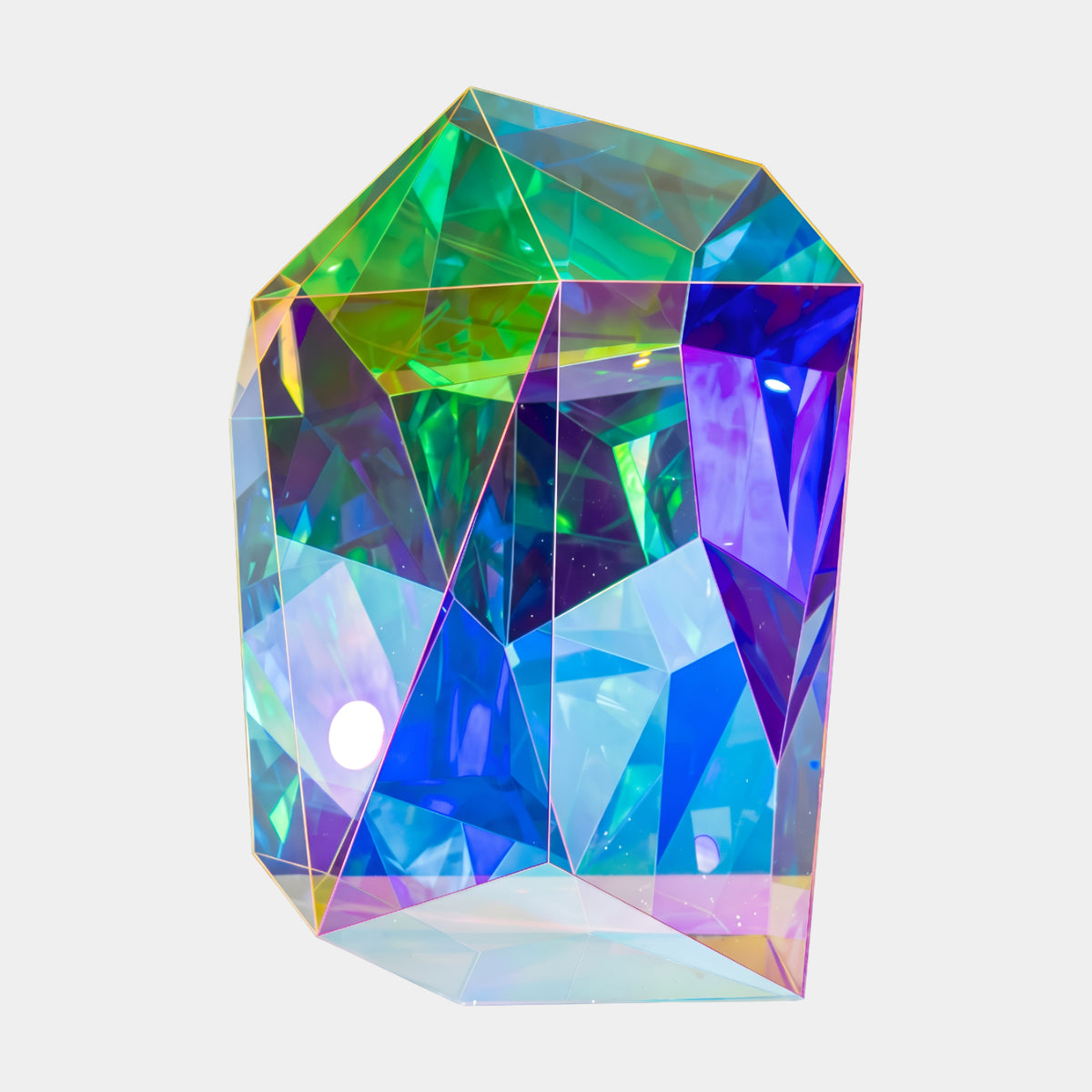 Pink & Yellow Faceted Crystal Acrylic Sculpture - 115cm