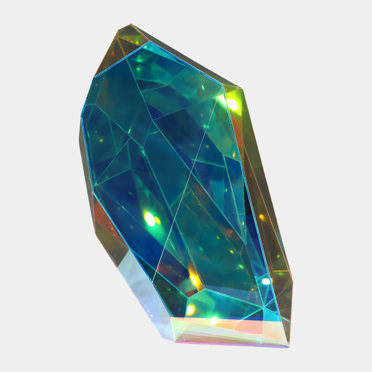 Deep Blue-Green Faceted Gem Acrylic Sculpture - 70cm