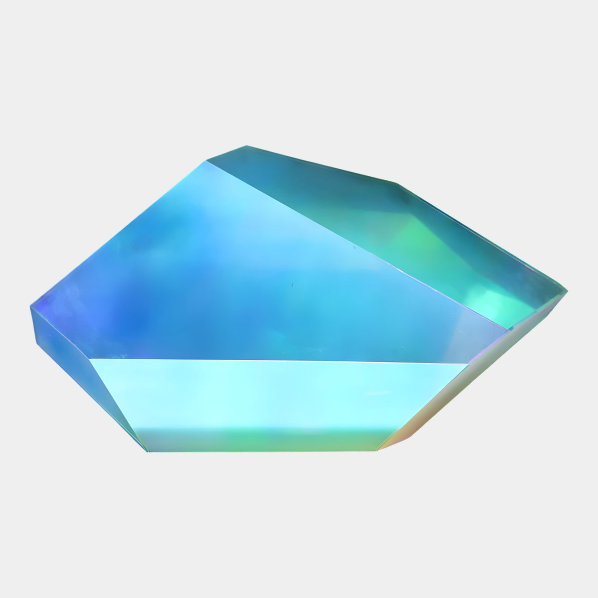 Blue Dichroic Faceted Block Acrylic Sculpture - 82cm