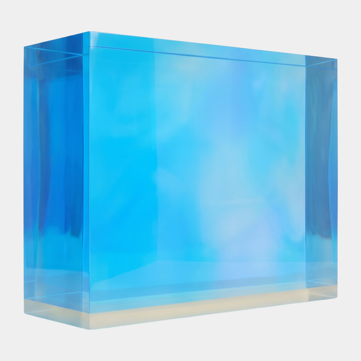 Blue Wide Acrylic Display Plinth - 75cm, a translucent blue acrylic box plinth with square edges and a flat top, shown on a plain white background.