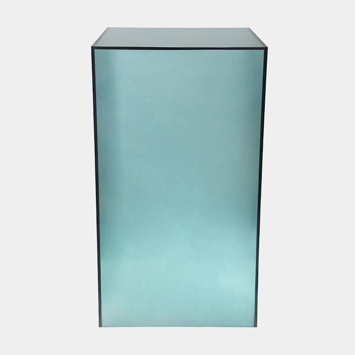 Teal Frosted Acrylic Display Plinth, 71cm, a square upright column with dark edge lines, shown on a plain white background.