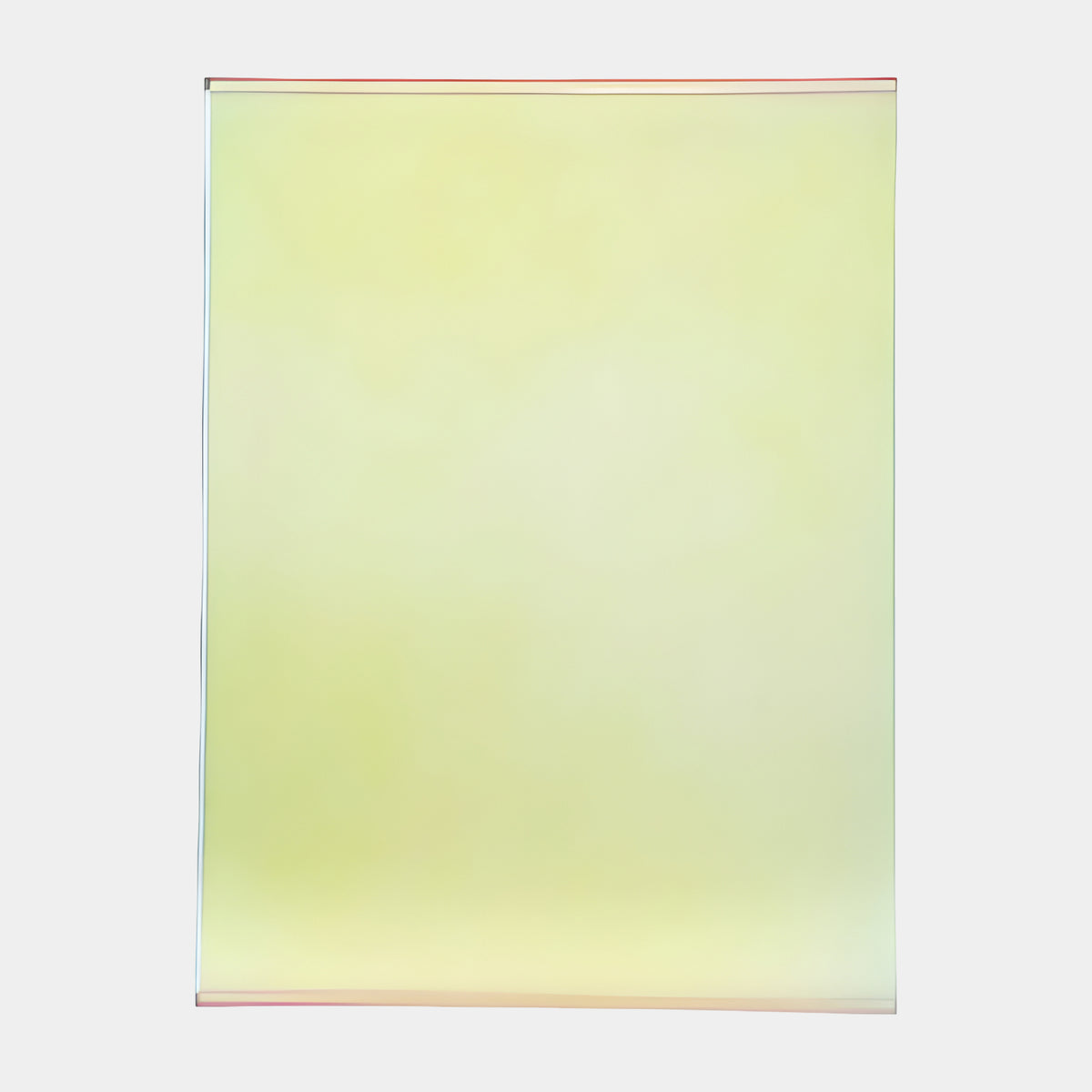 Pale Yellow Translucent Upright Panel Acrylic Sculpture (60cm) by Giant Sculptures, a plain-faced panel with coral pink edge lines, shown against a white background.