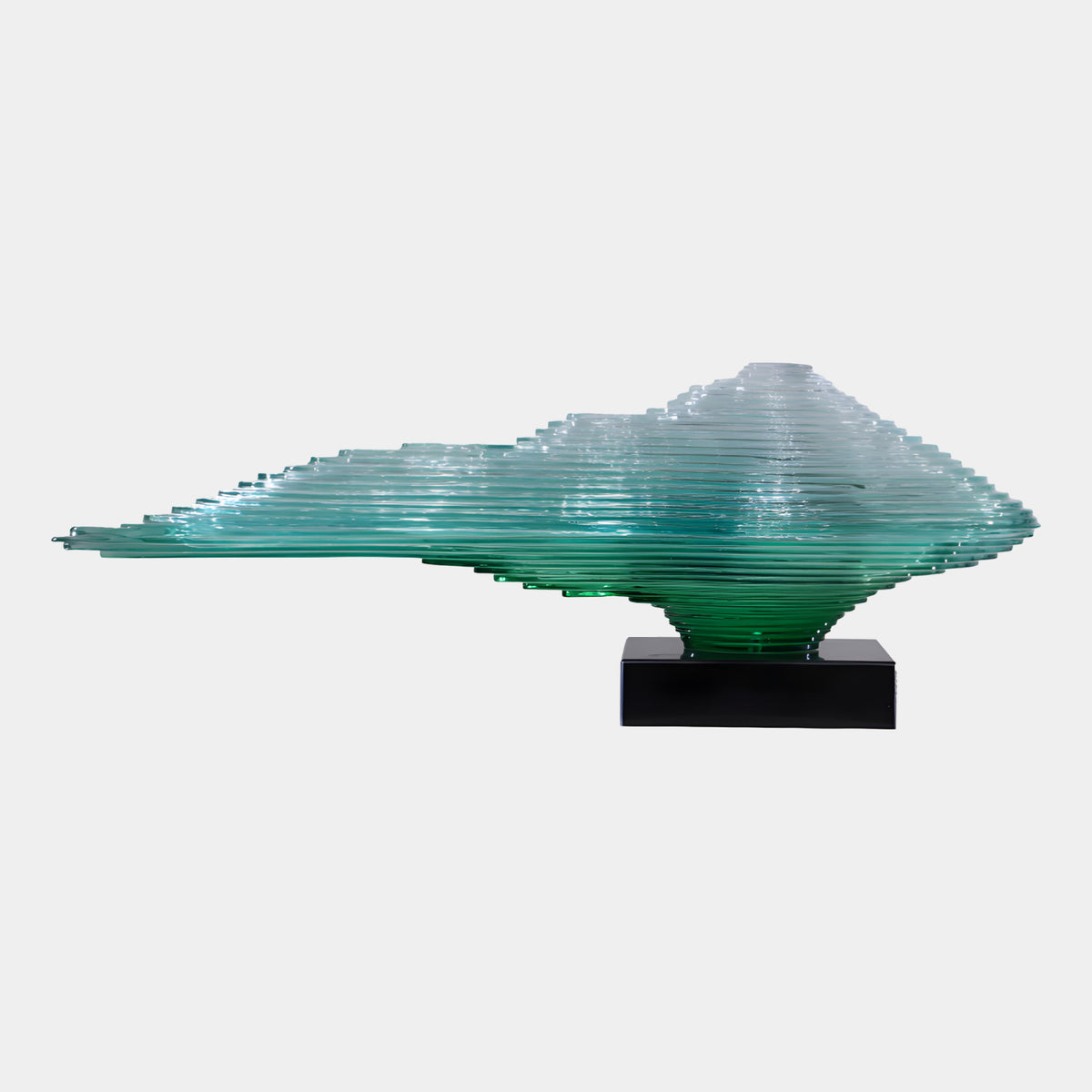 Sea Green Ribbed Lens Cast Resin Sculpture - 94cm