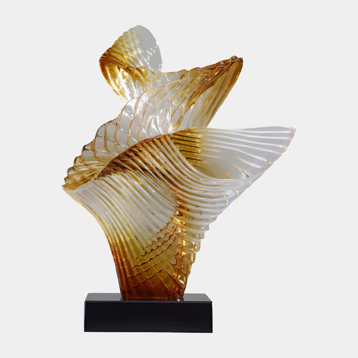 Amber Fan-Vaned Spiral Resin Sculpture - 61cm