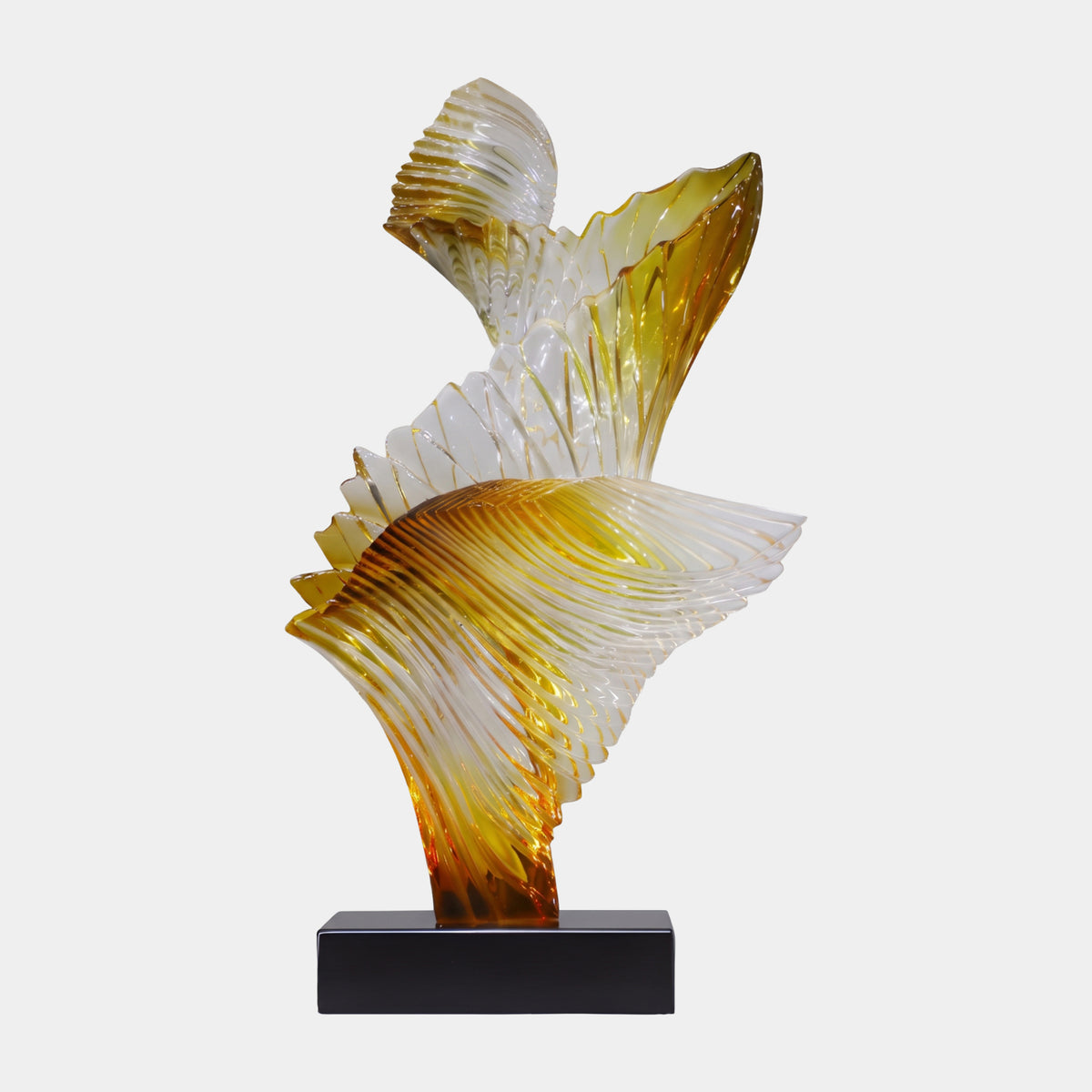 Amber Twin Ribbed Sheet Cast Resin Sculpture - 76cm