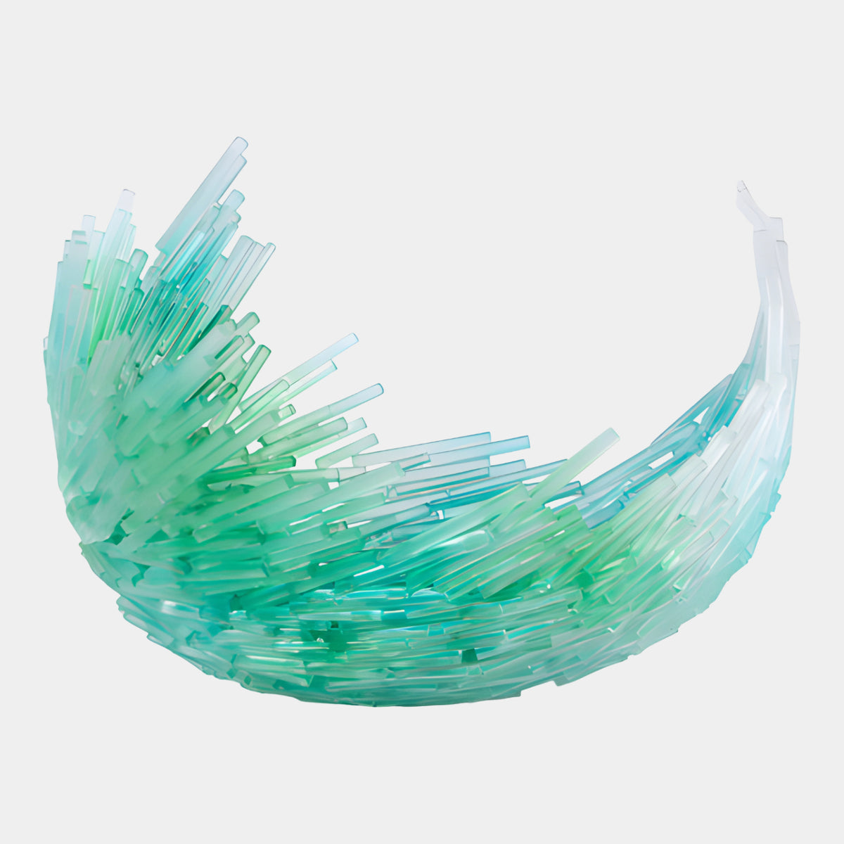 Green Coral Bowl Cast Resin Sculpture - 40cm