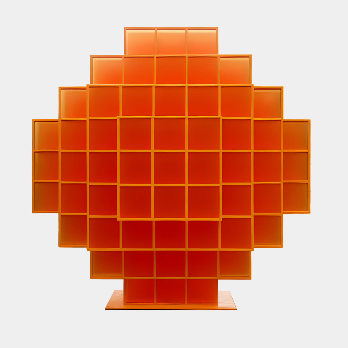 Orange & Red Pixel Cube Sphere Acrylic Sculpture - 260cm