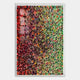 The Chromatica Vertical Radiant Red & Green Rolled Paper 3D Wall Art by Giant Sculptures features tightly arranged paper tubes in a striking red and green gradient with pink and orange accents for a bold, dimensional effect.