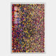The Chromatica Vertical Multicoloured Gradient Rolled Paper 3D Wall Art by Giant Sculptures features hundreds of vibrant tubes in yellow, pink, purple, and orange, expertly arranged for a stunning gradient and textured three-dimensional effect.