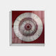 Giant Sculptures’ Oculis Crimson Aura Square Handmade 3D Paper Wall Art features a circular, textured target design with black and white radiating lines on deep red, all set in an elegant Acrylic Box Frame.