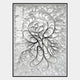 The Filigree Monochrome Swirl Quilling Paper Wall Art by Giant Sculptures features intricate black paper swirls layered on a textured white background, creating dynamic depth and movement within a sleek rectangular frame.