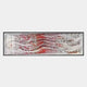 Fluenta Scarlet Red Ripple Linear Cardboard 3D Wall Art by Giant Sculptures features wavy, layered white lines and scarlet red accents in a black frame, creating an illusion of movement with shifting tones for a modern wall art look.