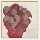 Rosette I Vibrant Red Circular Pattern Wall Art by Giant Sculptures features bold red circles and black shapes on a textured off-white background, framed with a thin gold border for an elegant, fortune-inspired décor accent.