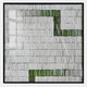 Tracery IV Green & White Textured Paper Wall Art by Giant Sculptures features rows of white rectangles with green accents in a geometric, abstract design—an ideal contemporary piece for modern interiors.