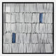 The Tracery II Blue & White Textured Paper Wall Art by Giant Sculptures features rows of white, vertically stacked papers with black outlines and blue accents—ideal for adding a contemporary touch to your decor.