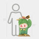 The Hidden Cactus Labubu Sculpture - 100cm by Giant Sculptures features a cute fibreglass figure in a green dinosaur costume on a sandy base, holding a Water sign. It stands about 100 cm (3 ft 3 in) tall and embodies desert whimsy.