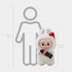 The Coca-Cola Bottle Santa Labubu Sculpture - 100cm by Giant Sculptures features a plush Santa Labubu in a white bunny suit and red hat holding a Coke bottle, displayed next to a 160 cm silhouette for scale.