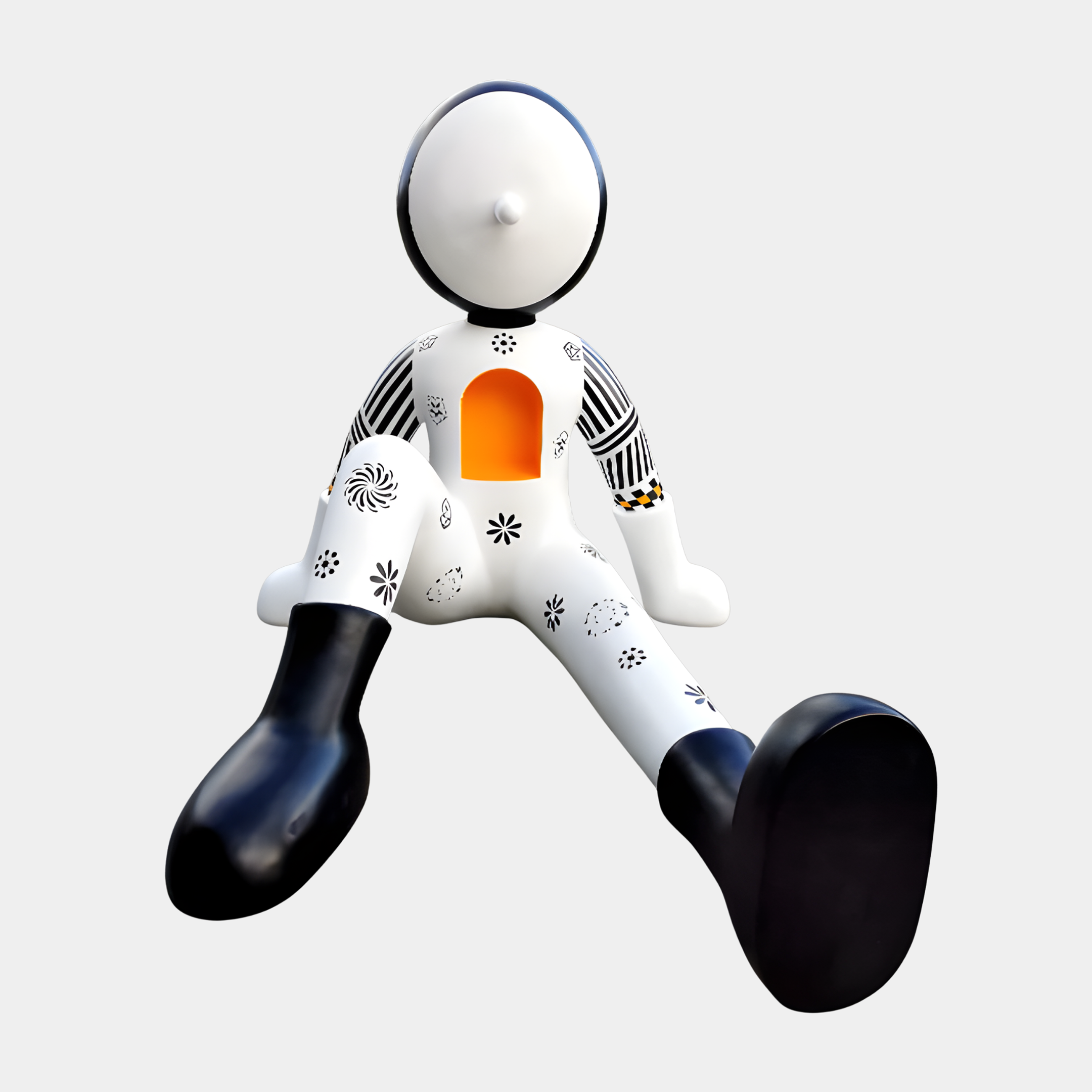 White Astronaut Boy with Patchwork Suit Sculpture - 185cm