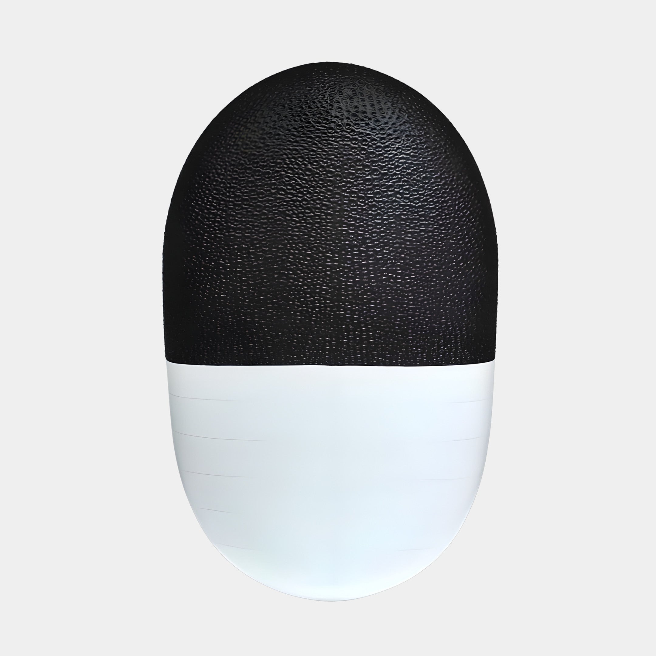 Black & White Egg Form Sculpture by Giant Sculptures, 104cm, with a textured matte black upper half and smooth glossy white base, shown on a plain light background.