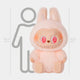 The Giant Sculptures Fluffy Monsters Blush Love Labubu Sculpture stands 160cm (53) tall, featuring pink heart-shaped pupils, bunny ears, and a round face—shown next to a human silhouette for scale.