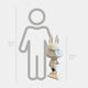 The Art History David Labubu Sculpture by Giant Sculptures stands 100 cm tall, shown here in white before a grey outline of a 160 cm person, emphasizing its impressive height and contemporary character design.