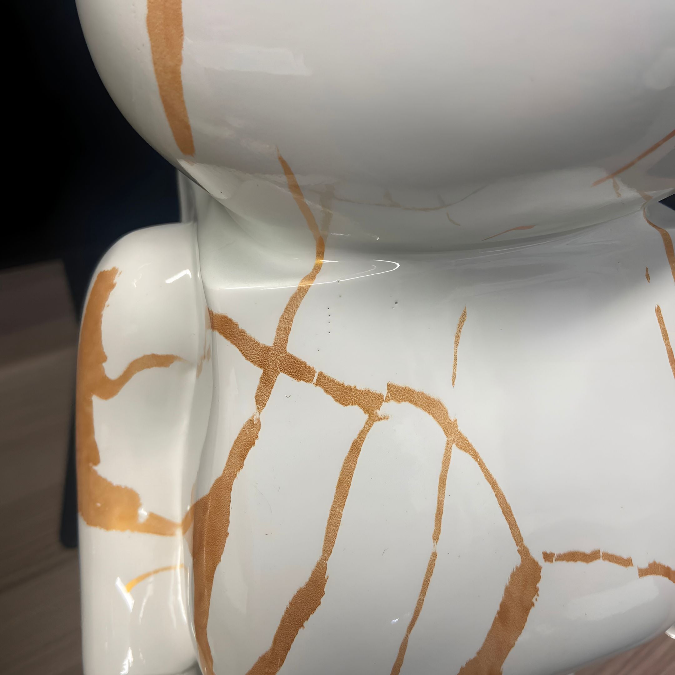 Golden Luster Bear Sculpture - 50cm (Ex-Display, Surface Marks)