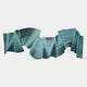 The Rollscape Aqua Cascade Enamel Decorative Wall Art by Giant Sculptures features abstract teal, folded and wavy forms for a dynamic, flowing look against a plain white background.