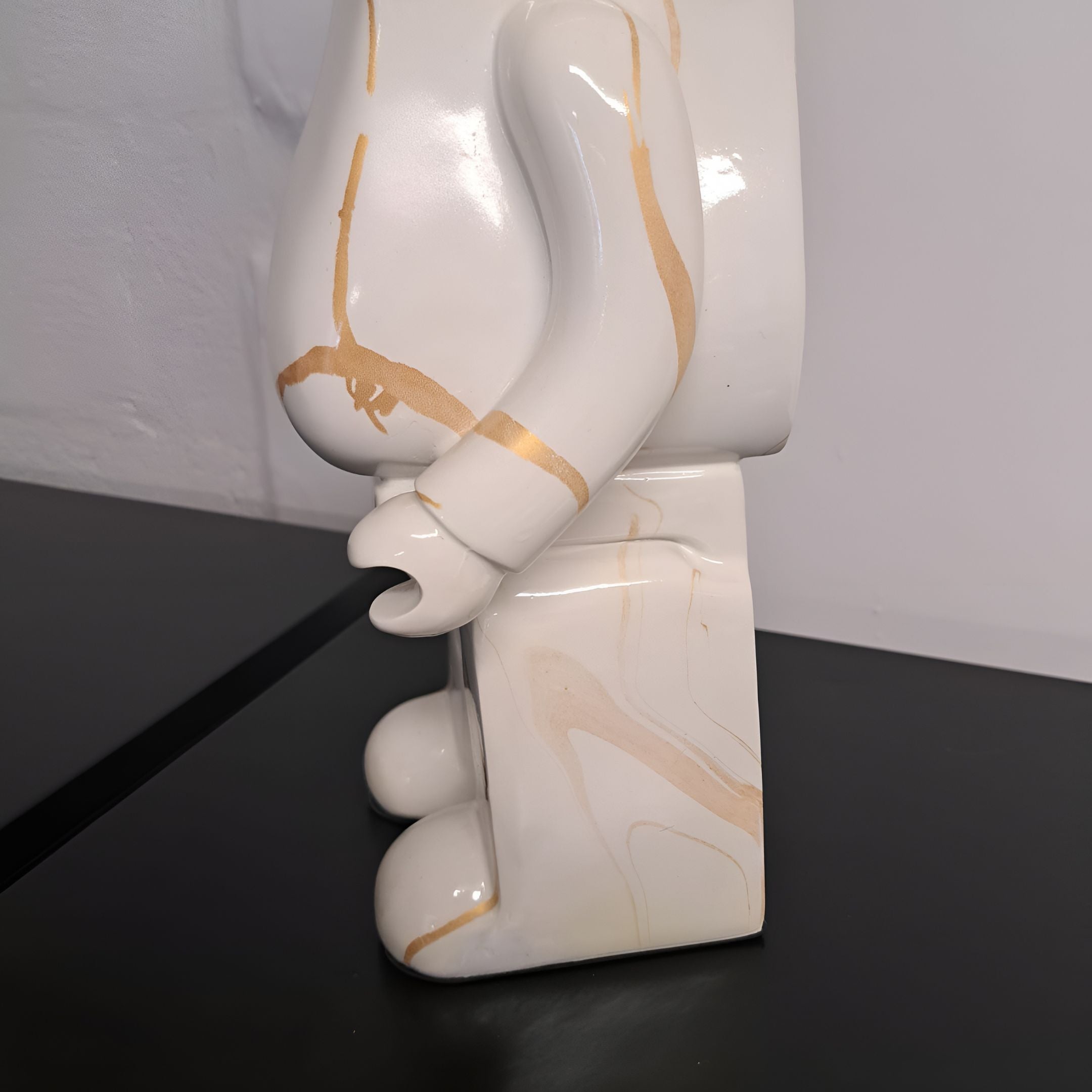 Golden Luster Bear Sculpture - 50cm (Ex-Display, Faded Colour)