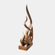 The Flame III Matt Bronze Abstract Steel Sculpture (130cm) by Giant Sculptures features smooth, intertwining curves rising from a rectangular base, evoking flowing flames and embodying contemporary metal art.