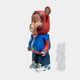 The Giant Sculptures Fresh Grizz Bear Sculpture - 135cm features a streetwear-inspired bear in a red hoodie with bear ears, blue varsity jacket, and sneakers, with a smaller translucent bear figure in the background.