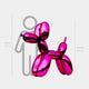 The Flamingo Pink Balloon Dog Sculpture - 130cm by Giant Sculptures, exudes feminine elegance and stands at 130 cm tall (4 ft 3 in), placed beside a gray silhouette measuring 150 cm (4 ft 11 in).