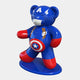 The Gacko Captain America Bear Sculpture (165cm) from Giant Sculptures channels Pop Art with its blue body, star-striped chest, red and white shield emblem, bold A on its head, and a coordinating base.