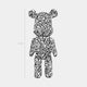 Front view of Scribble Bear Sculpture, featuring playful black and white scribble design for creative home decor.