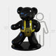 The Gacko Versace Bear Sculpture by Giant Sculptures stands 165 cm tall, featuring yellow straps with a Medusa emblem and the word Versace, embodying luxurious pop art sophistication as it rises over a 150 cm silhouette.