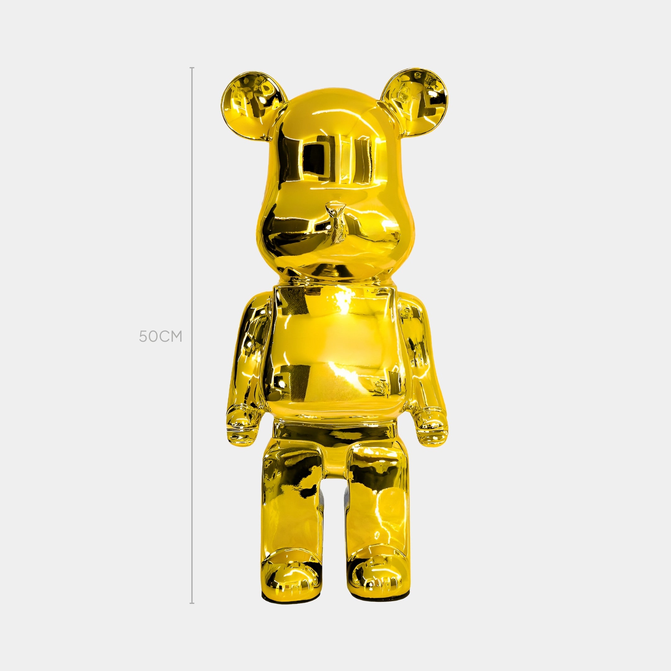 50cm Gilded Gold bear sculpture featuring radiant gold electroplated finish, front view.