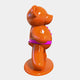 The Gacko Hermes Bear Sculpture by Giant Sculptures, measuring 165cm, stands radiantly on a round base, adorned with a purple belt. Its glossy surface captures light elegantly in true Pop Art-Luxe style. Viewed from the side against a plain white background, it epitomizes luxury interiors.