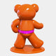 The Gacko Hermes Bear Sculpture by Giant Sculptures is a glossy, orange 165cm toy bear figure with exaggerated features on a round base. Donning a bright pink belt and smooth, cartoonish surfaces, its perfectly styled for luxury interiors.