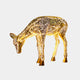 The Luminous Deer Gold Steel LED Sculpture - 90cm by Giant Sculptures is beautifully crafted from intricate, lace-like metalwork and emits a warm, golden glow. This sculpture gives the impression of a deer grazing as the internal lighting accentuates the delicate patterns in the gold stainless steel.