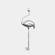 The Flamingo Stainless Steel Outdoor Sculpture by Giant Sculptures, standing at 94/147cm, is a silver metallic piece with long legs and a curved neck. Its sleek, reflective surface offers a minimalist design against a plain white background, perfect for outdoor display.