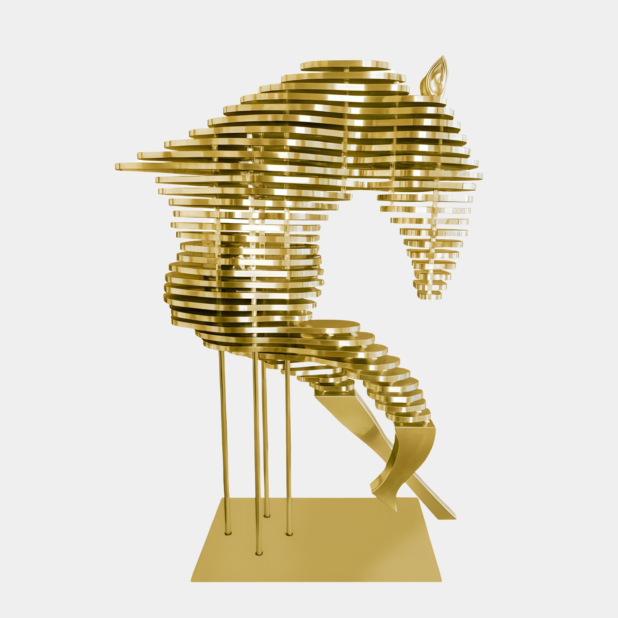 Rising Stallion Gold Steel Sculpture - 160cm | Majestic Art