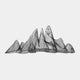 The Ascent Black Wireframe Steel Mountain Sculpture by Giant Sculptures features a black design with peaks and valleys that resemble a mountain range against a white background. This sculpture incorporates intricate triangular patterns, creating an abstract geometric mountain art landscape effect.