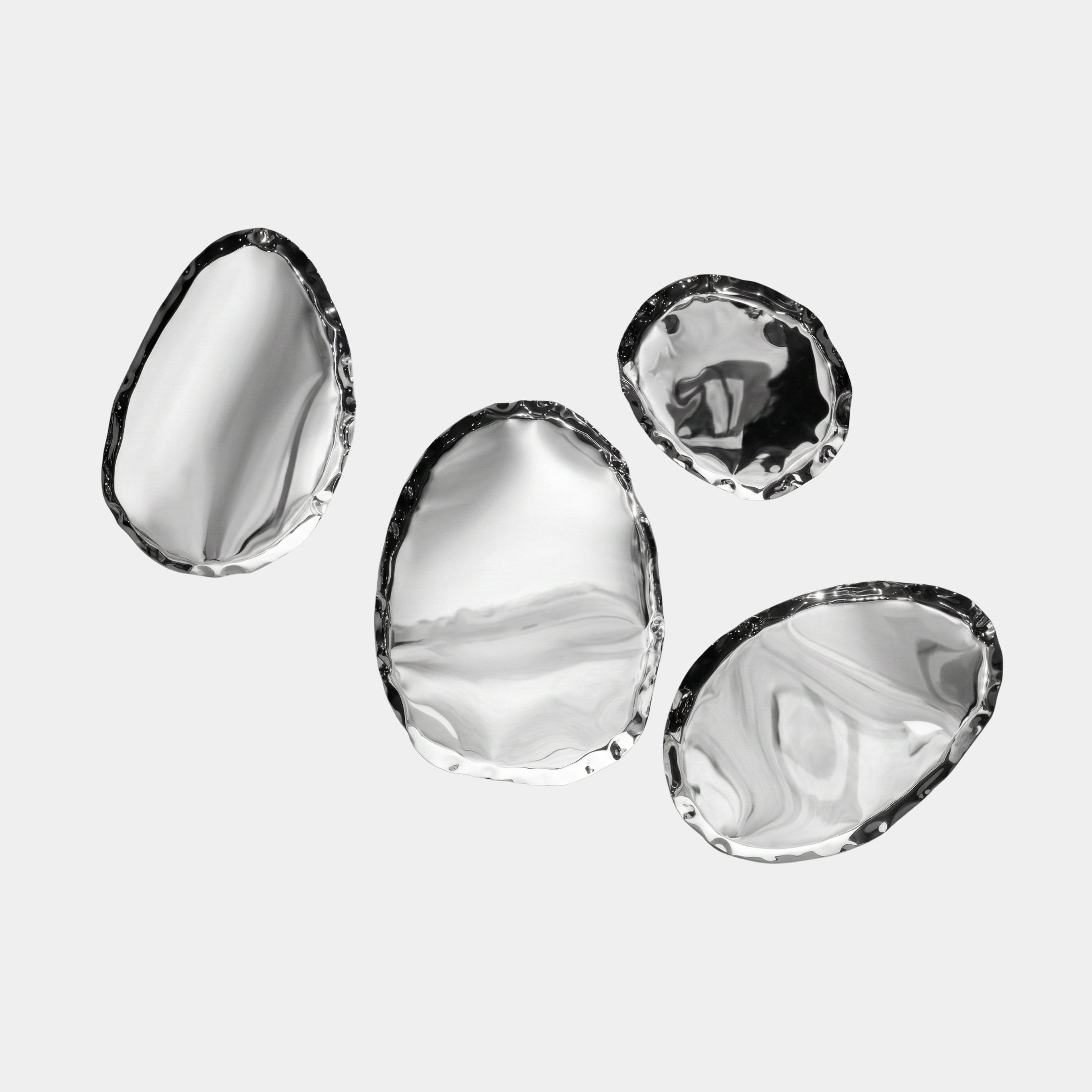 Polished Silver Organic Rock Form Stainless Steel Wall Art - 90/80/75/73cm