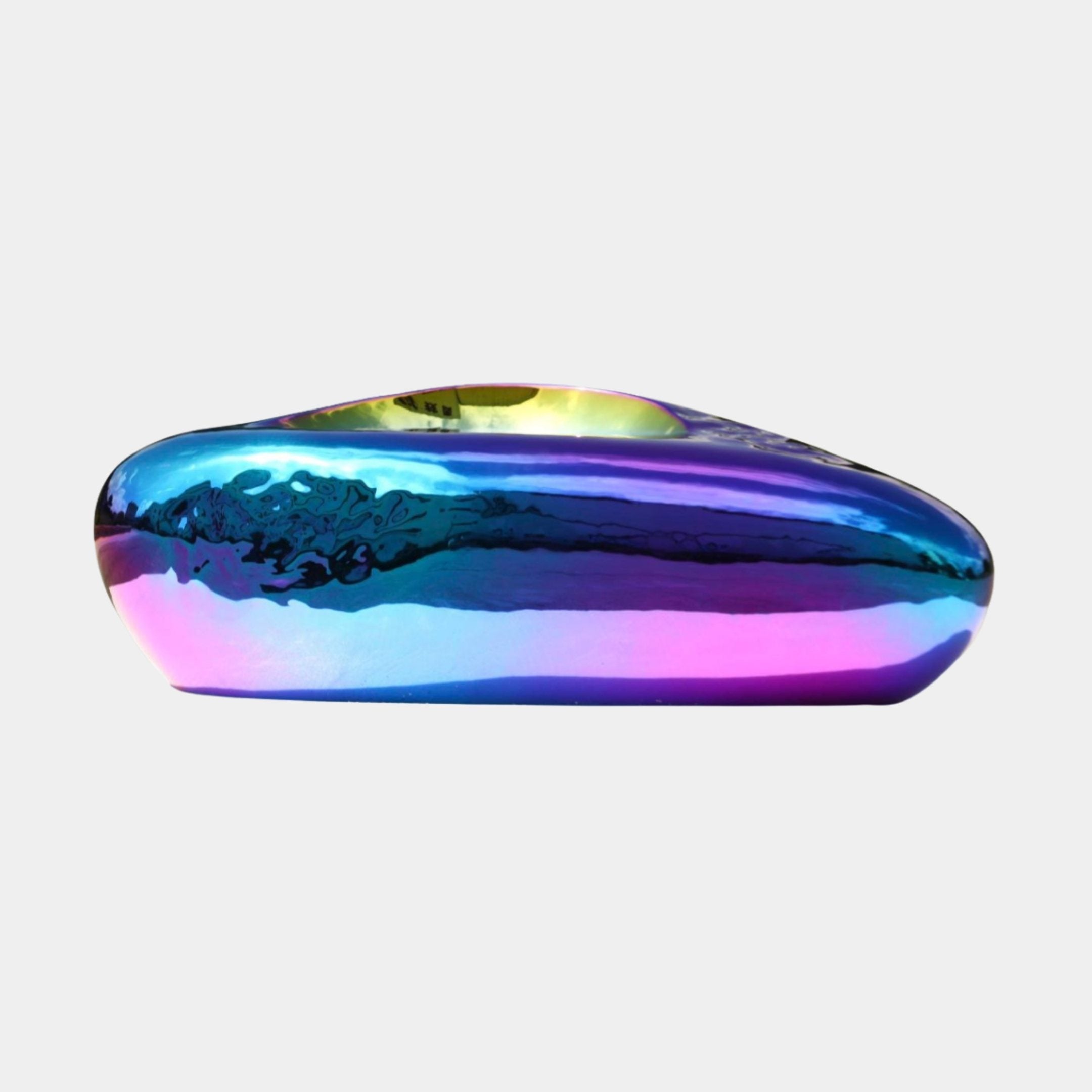 Rainbow Iridescent Polished Pebble Stainless Steel Sculpture - 130cm