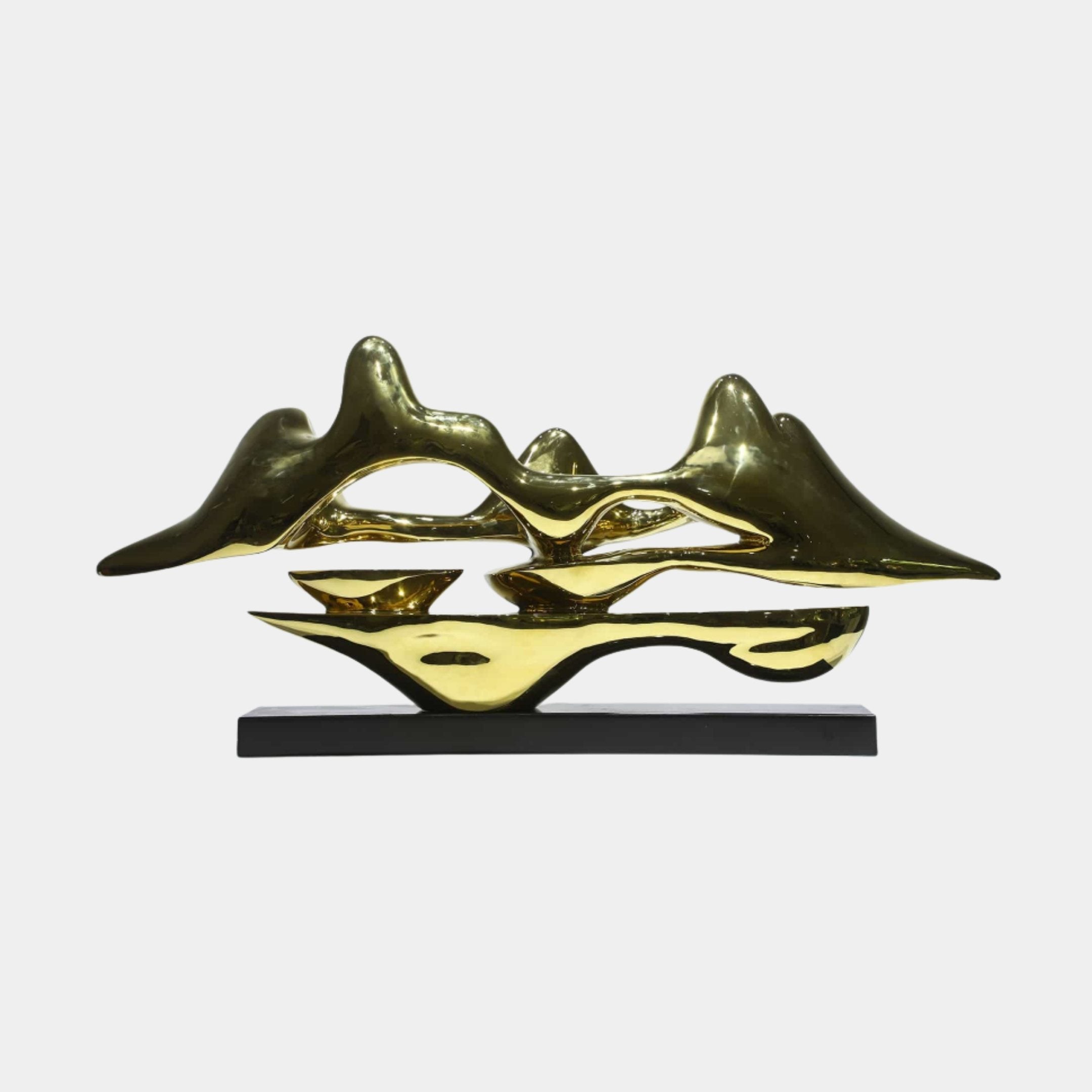 Gold Abstract Mountain Landscape Stainless Steel Sculpture - 120cm