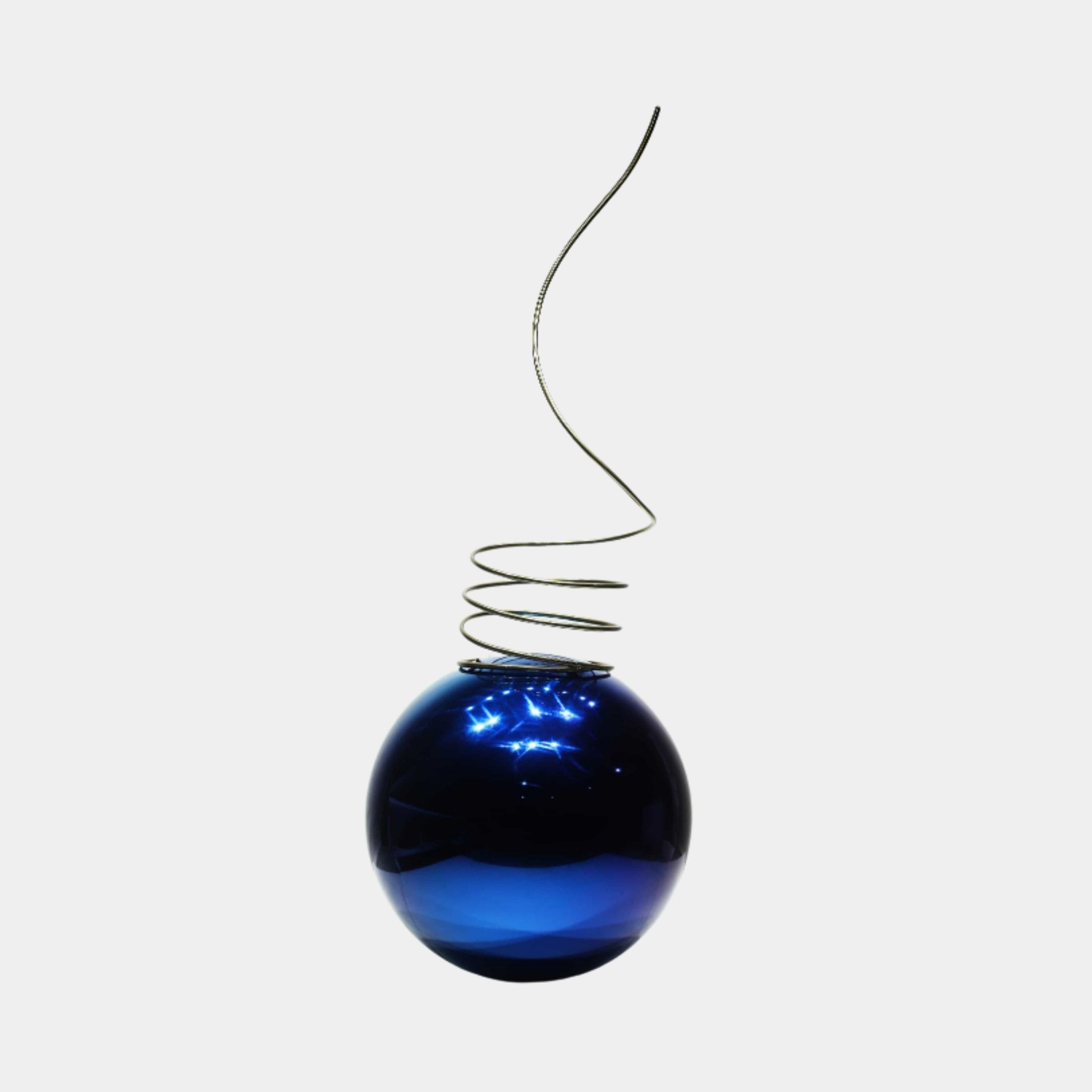 Silver Spiral with Blue Glass Sphere Sculpture - 230cm